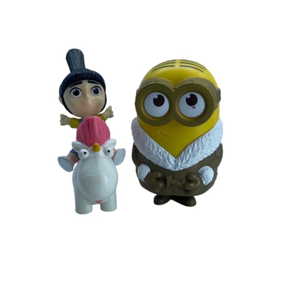 Despicable Me Ice Cave Minion 2015 & Agnes Rocking Fluffy Unicorn 2017 Figures